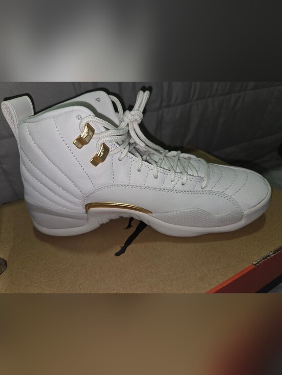 Nike Women *NEW* Women NIKE Air Jordan 12 Retro Phantom / Metallic Gold  (FD9101 007)